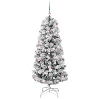 Produktbild för Plast Hingad Julgran med 150 LED-lampor Grön och Vit 150 cm