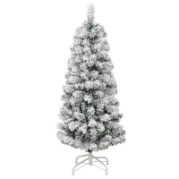 Produktbild för Plast Hingad Julgran med 150 LED-lampor Grön och Vit 150 cm