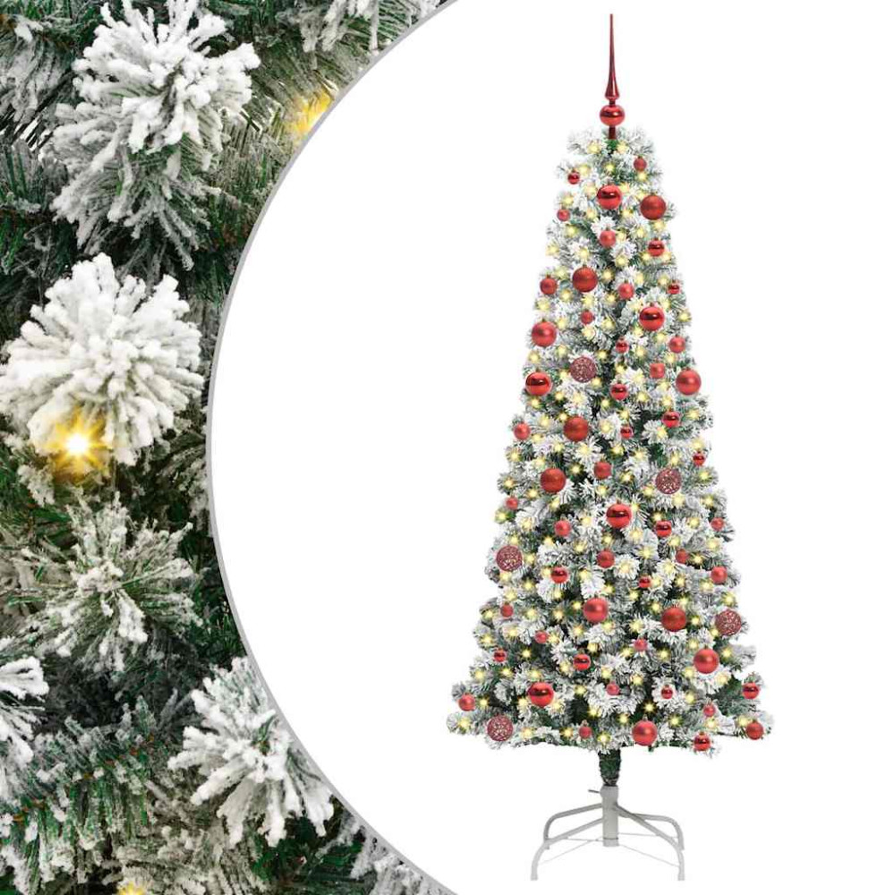 Produktbild för Plast Hingad Julgran med 300 LED-lampor Grön och Vit 180 cm