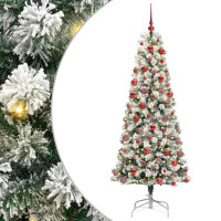 Produktbild för Plast Hingad Julgran med 300 LED-lampor Grön och Vit 180 cm