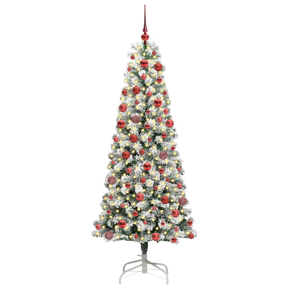 Produktbild för Plast Hingad Julgran med 300 LED-lampor Grön och Vit 180 cm