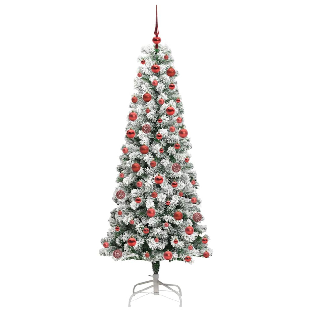 Produktbild för Plast Hingad Julgran med 300 LED-lampor Grön och Vit 180 cm