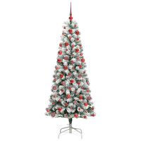 Produktbild för Plast Hingad Julgran med 300 LED-lampor Grön och Vit 180 cm