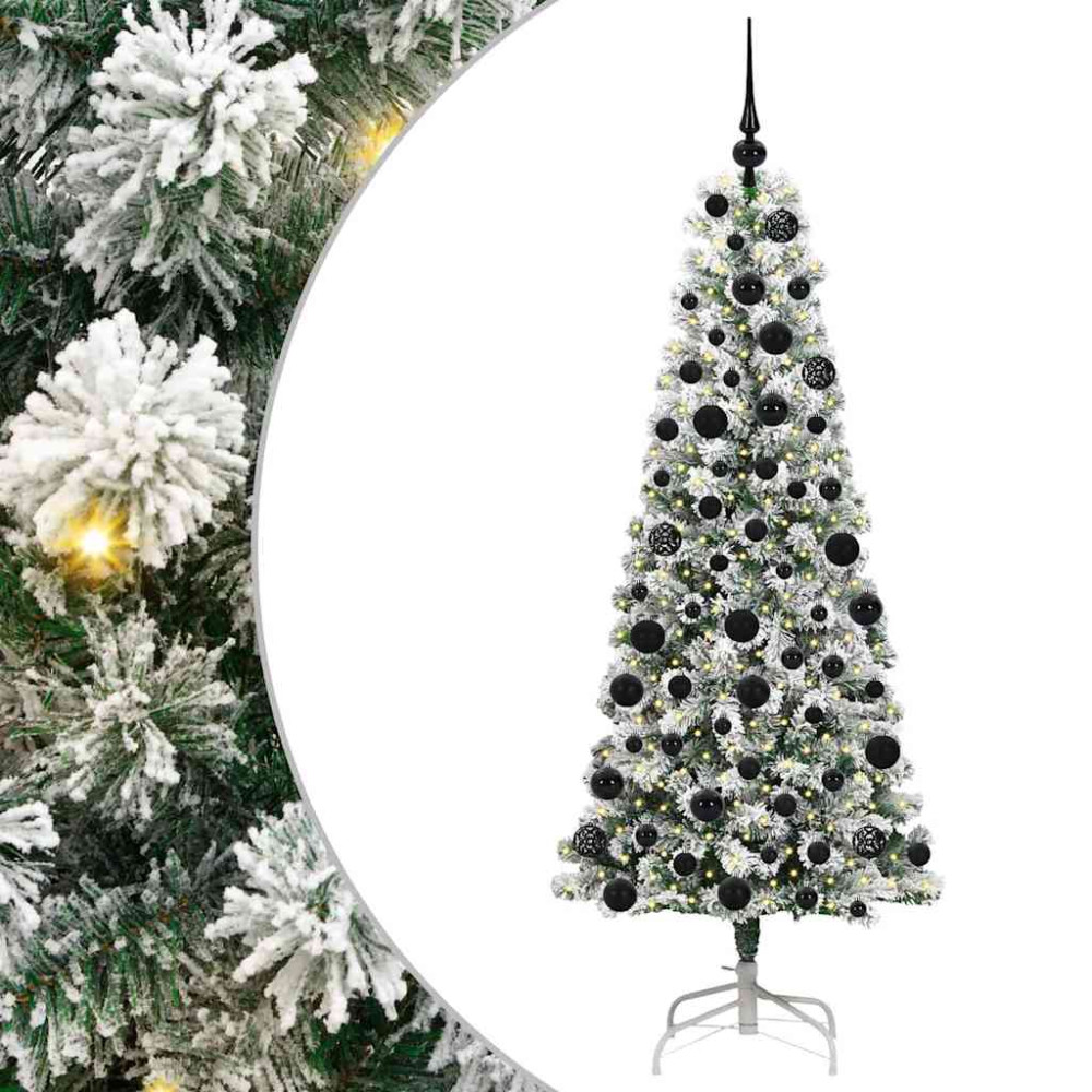 Produktbild för Plast Hingad Julgran med 300 LED-lampor Grön och Vit 180 cm