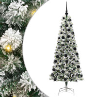 Produktbild för Plast Hingad Julgran med 300 LED-lampor Grön och Vit 180 cm