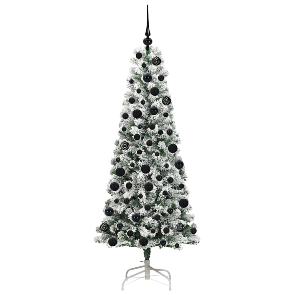 Produktbild för Plast Hingad Julgran med 300 LED-lampor Grön och Vit 180 cm