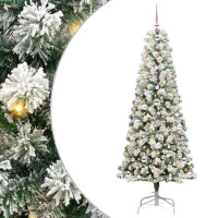 Produktbild för Plast Hingad Julgran med 300 LED-lampor Grön och Vit 180 cm
