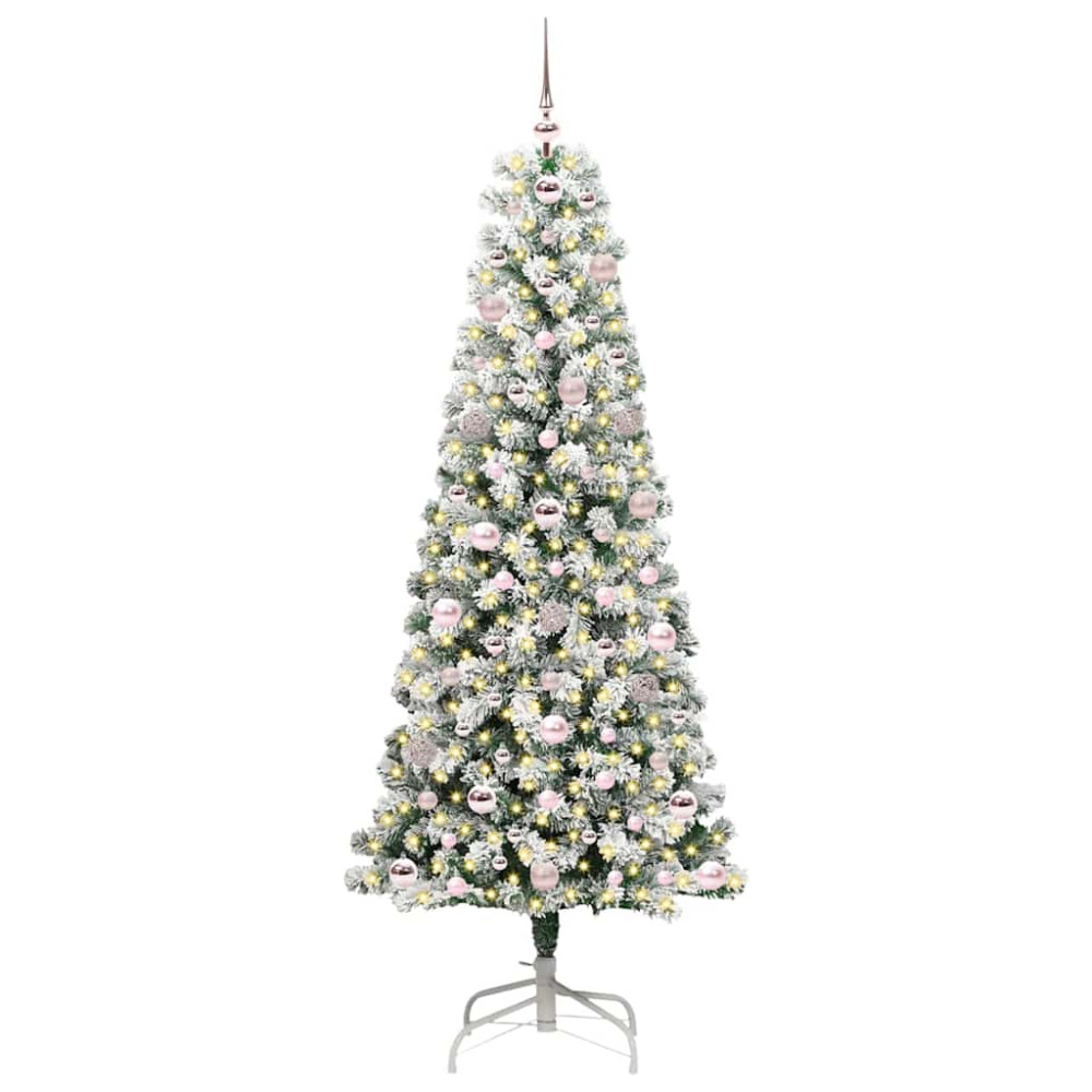 Produktbild för Plast Hingad Julgran med 300 LED-lampor Grön och Vit 180 cm