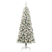 Produktbild för Plast Hingad Julgran med 300 LED-lampor Grön och Vit 180 cm