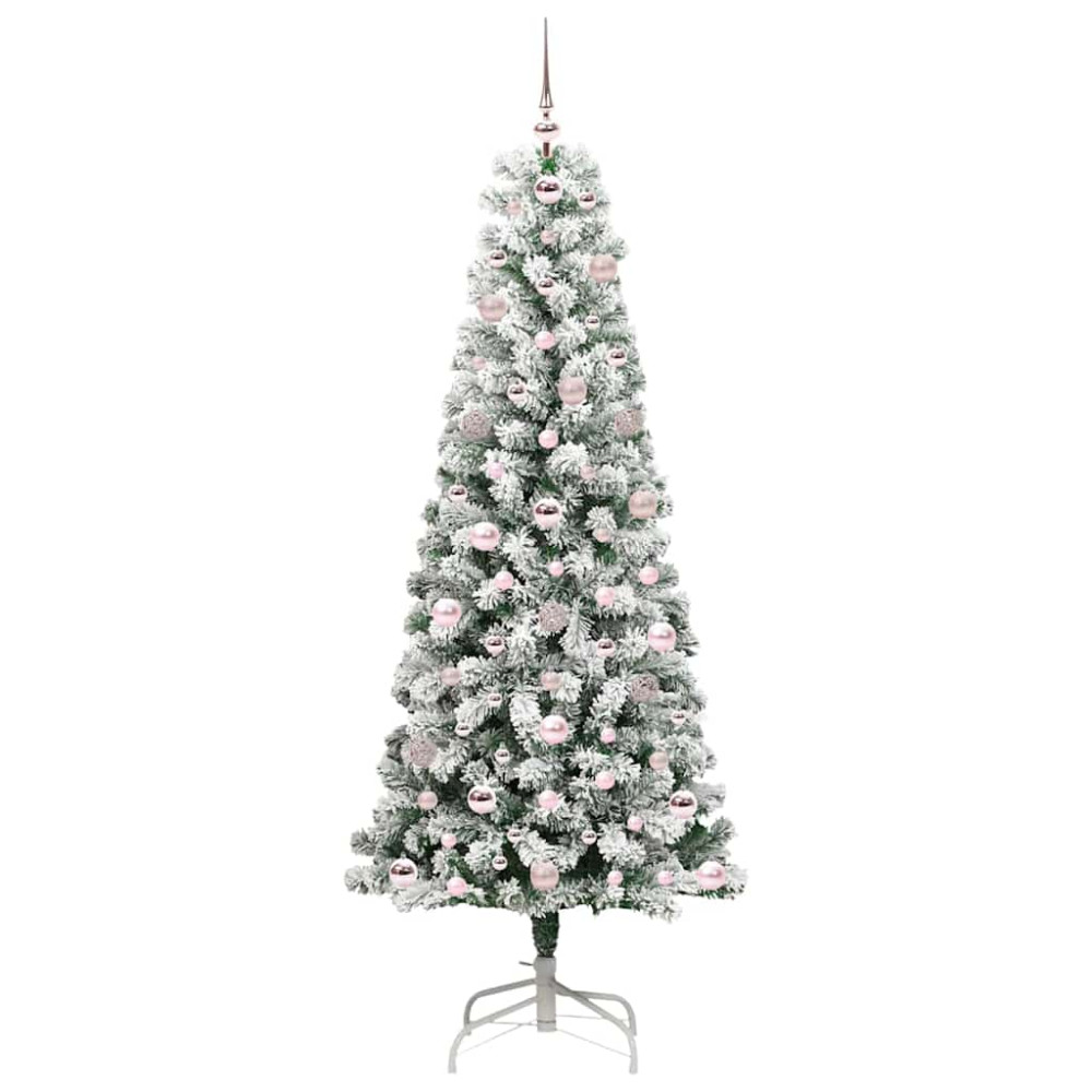 Produktbild för Plast Hingad Julgran med 300 LED-lampor Grön och Vit 180 cm