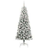 Produktbild för Plast Hingad Julgran med 300 LED-lampor Grön och Vit 180 cm