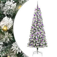 Produktbild för Plast Hingad Julgran med 300 LED-lampor Grön och Vit 180 cm
