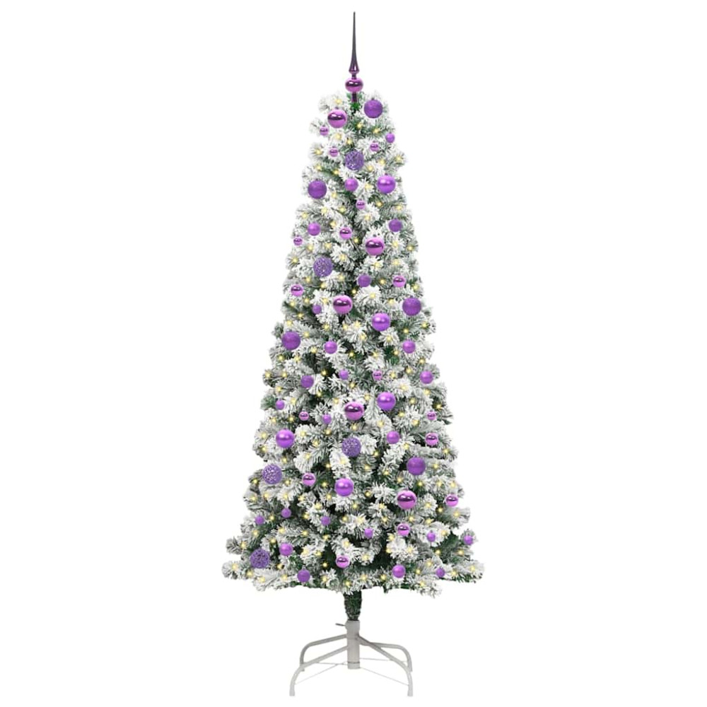 Produktbild för Plast Hingad Julgran med 300 LED-lampor Grön och Vit 180 cm