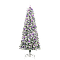 Produktbild för Plast Hingad Julgran med 300 LED-lampor Grön och Vit 180 cm