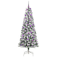 Produktbild för Plast Hingad Julgran med 300 LED-lampor Grön och Vit 180 cm