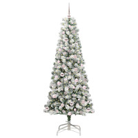Produktbild för Plast Hingad Julgran med 300 LED-lampor Grön och Vit 210 cm