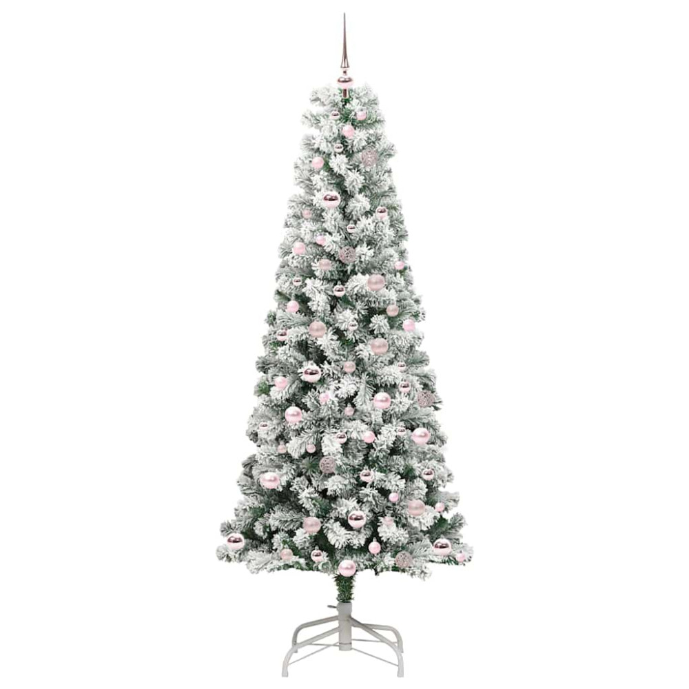Produktbild för Plast Hingad Julgran med 300 LED-lampor Grön och Vit 210 cm