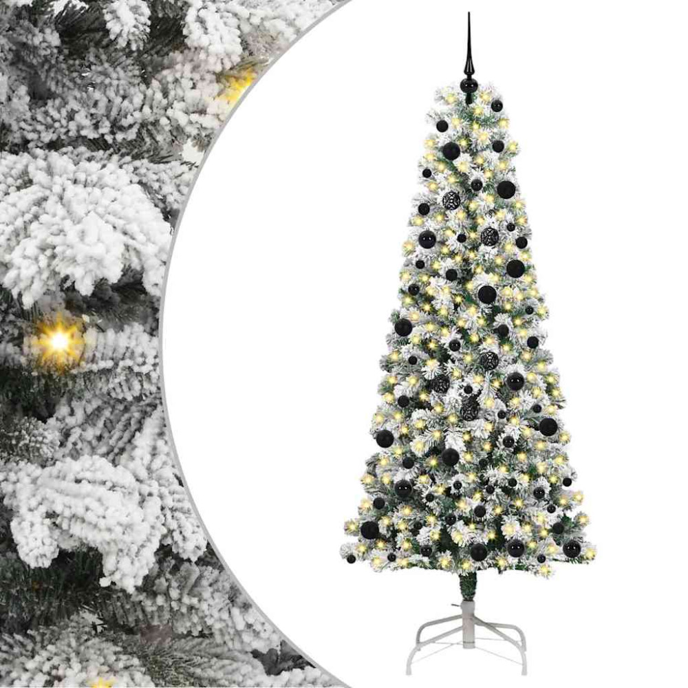 Produktbild för Plast Hingad Julgran med 300 LED-lampor Grön och Vit 240 cm