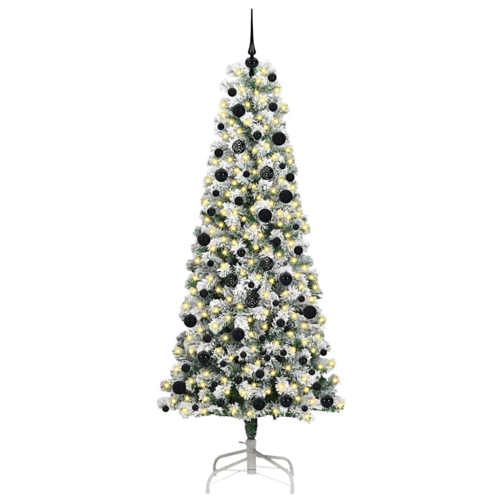 Produktbild för Plast Hingad Julgran med 300 LED-lampor Grön och Vit 240 cm