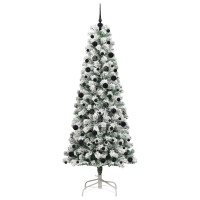 Produktbild för Plast Hingad Julgran med 300 LED-lampor Grön och Vit 240 cm