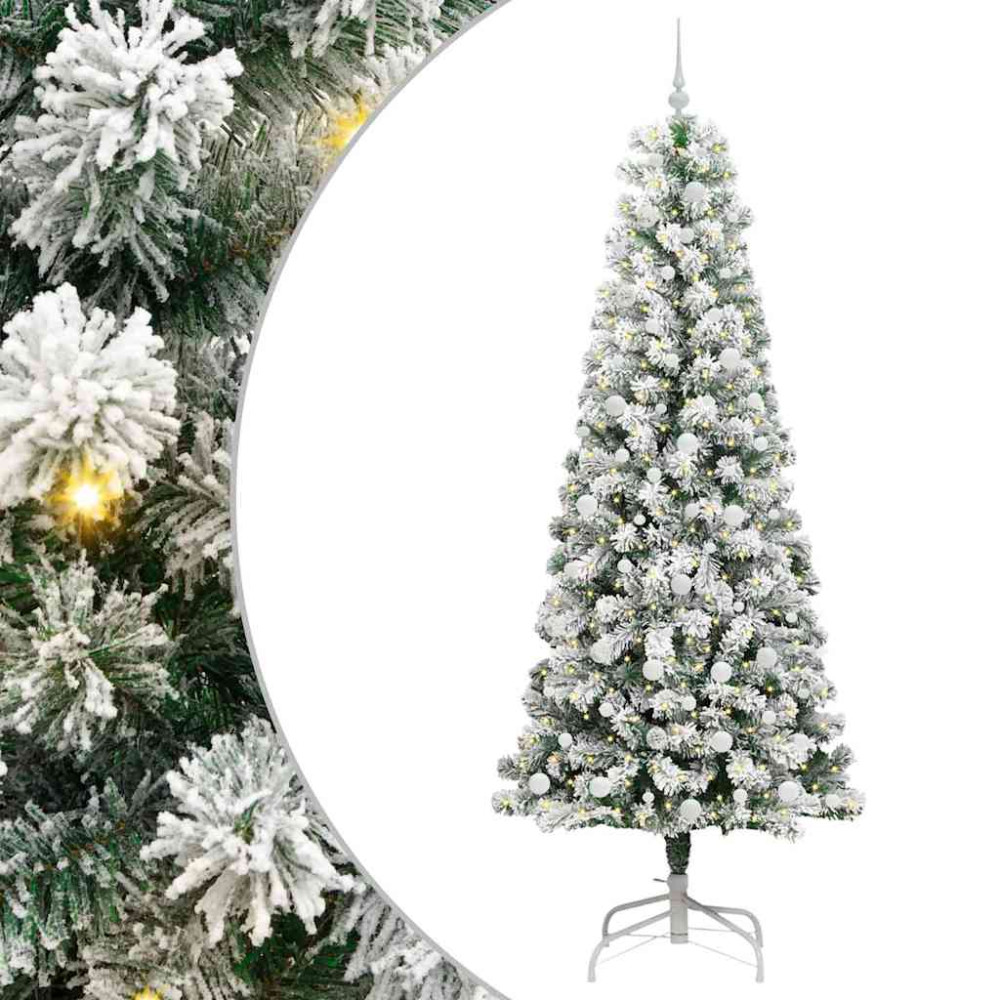 Produktbild för Plast Hingad Julgran med 300 LED-lampor Grön och Vit 240 cm