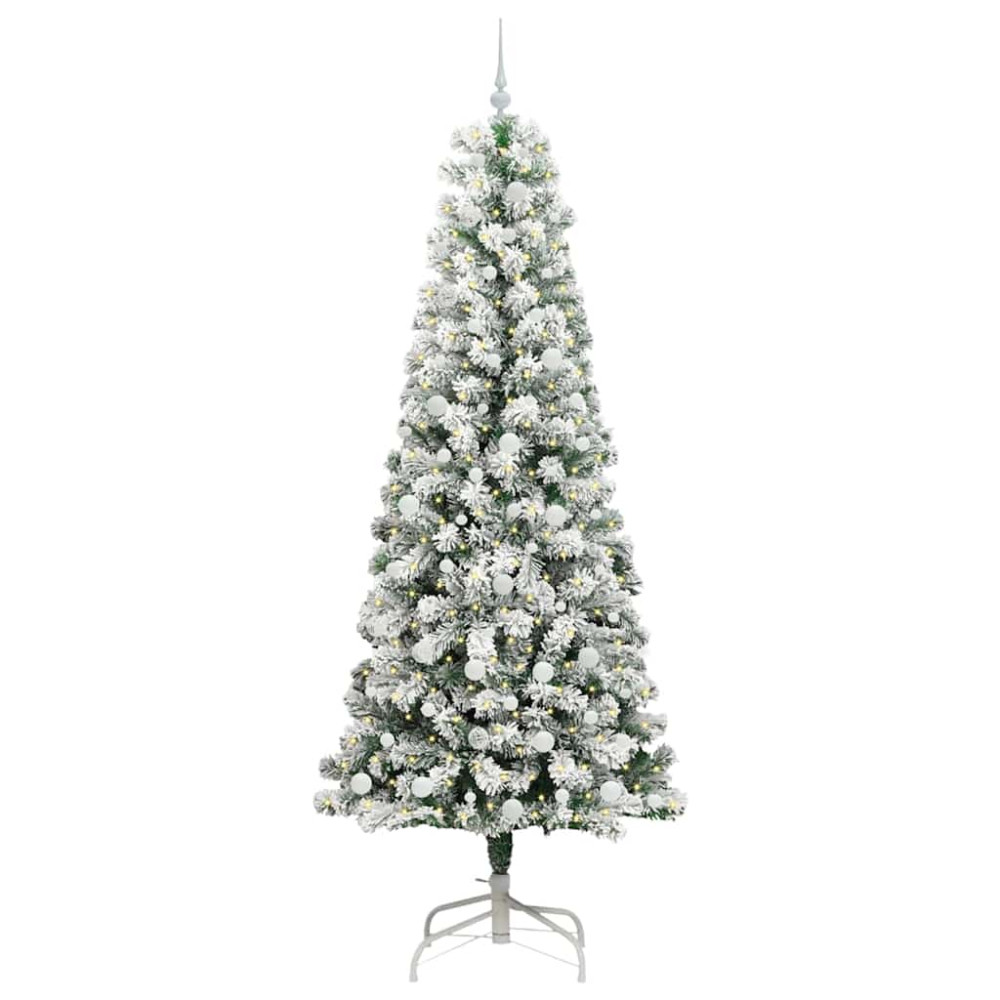Produktbild för Plast Hingad Julgran med 300 LED-lampor Grön och Vit 240 cm