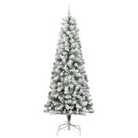 Produktbild för Plast Hingad Julgran med 300 LED-lampor Grön och Vit 240 cm
