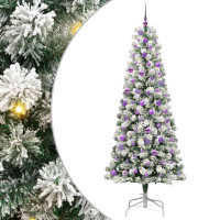 Produktbild för Plast Hingad Julgran med 300 LED-lampor Grön och Vit 240 cm