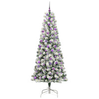 Produktbild för Plast Hingad Julgran med 300 LED-lampor Grön och Vit 240 cm