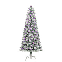 Produktbild för Plast Hingad Julgran med 300 LED-lampor Grön och Vit 240 cm