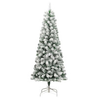 Produktbild för Plast Hingad Julgran med 300 LED-lampor Grön och Vit 240 cm