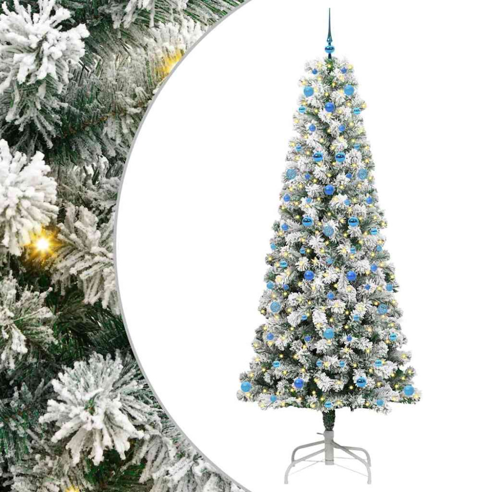 Produktbild för Plast Hingad Julgran med 300 LED-lampor Grön och Vit 240 cm