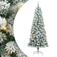 Produktbild för Plast Hingad Julgran med 300 LED-lampor Grön och Vit 240 cm