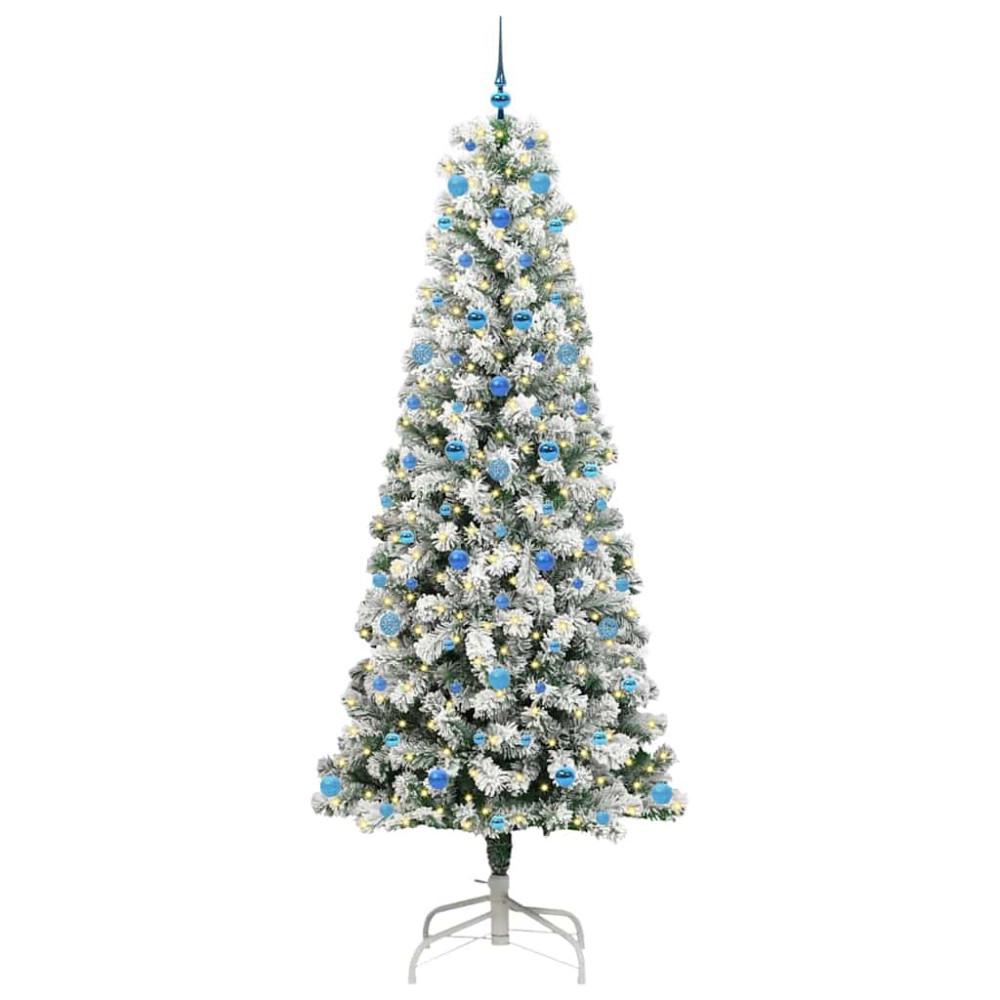 Produktbild för Plast Hingad Julgran med 300 LED-lampor Grön och Vit 240 cm