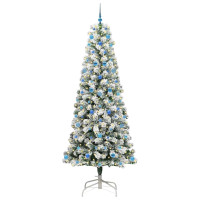 Produktbild för Plast Hingad Julgran med 300 LED-lampor Grön och Vit 240 cm