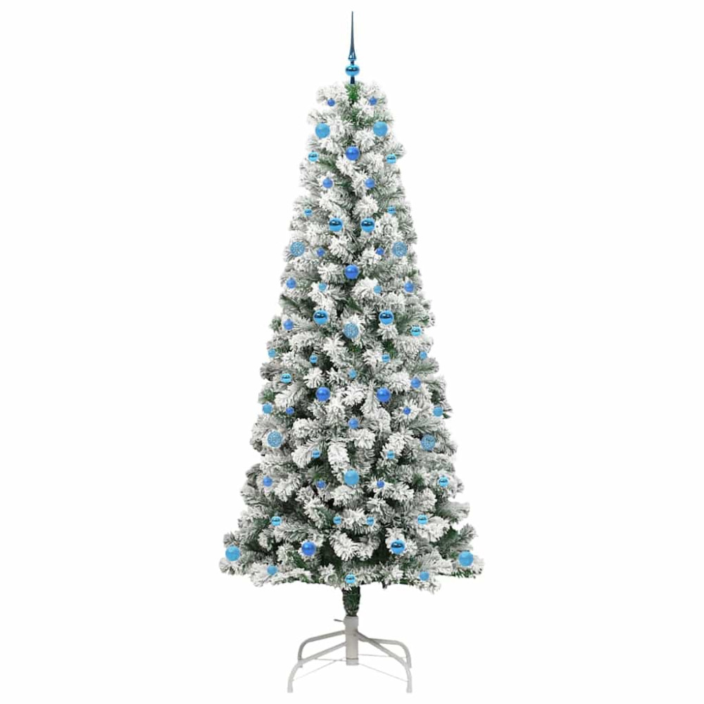 Produktbild för Plast Hingad Julgran med 300 LED-lampor Grön och Vit 240 cm