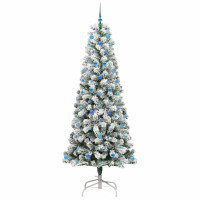 Produktbild för Plast Hingad Julgran med 300 LED-lampor Grön och Vit 240 cm