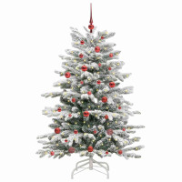 Produktbild för Plast Hingad Julgran med LED -remsljus Vit 150 cm PE och PVC