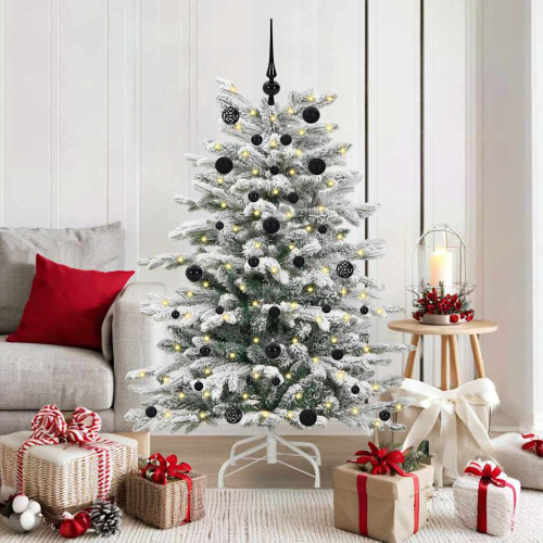 vidaXL Plast Hingad Julgran med LED -remsljus Vit 150 cm PE och PVC
