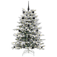 Produktbild för Plast Hingad Julgran med LED -remsljus Vit 150 cm PE och PVC