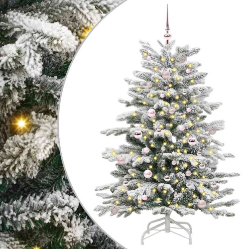 vidaXL Plast Hingad Julgran med LED -remsljus Vit 150 cm PE och PVC
