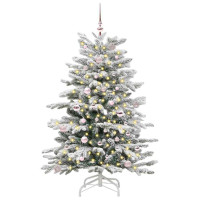 Produktbild för Plast Hingad Julgran med LED -remsljus Vit 150 cm PE och PVC