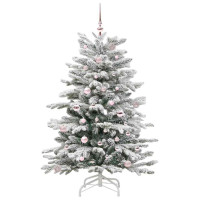 Produktbild för Plast Hingad Julgran med LED -remsljus Vit 150 cm PE och PVC