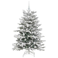 Produktbild för Plast Hingad Julgran med LED -remsljus Vit 150 cm PE och PVC