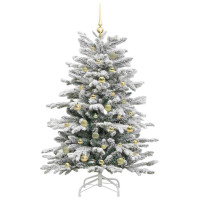 Produktbild för Plast Hingad Julgran med LED -remsljus Vit 150 cm PE och PVC