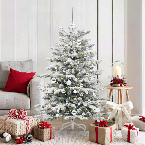 vidaXL Plast Hingad Julgran med LED -remsljus Vit 150 cm PE och PVC