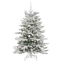 Produktbild för Plast Hingad Julgran med LED -remsljus Vit 150 cm PE och PVC
