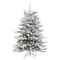 Produktbild för Plast Hingad Julgran med LED -remsljus Vit 150 cm PE och PVC