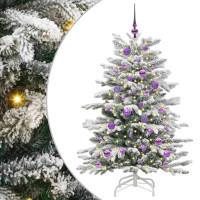 Produktbild för Plast Hingad Julgran med LED -remsljus Vit 150 cm PE och PVC
