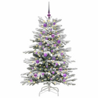 Produktbild för Plast Hingad Julgran med LED -remsljus Vit 150 cm PE och PVC